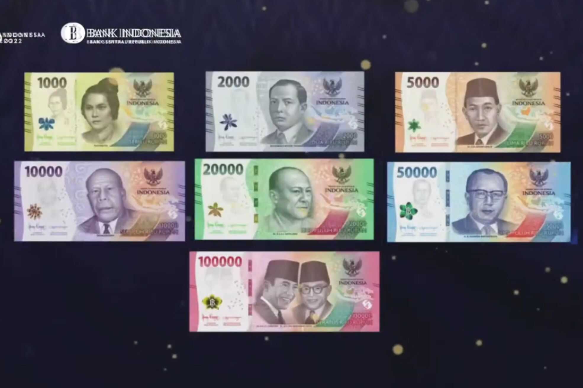 Bank Indonesia Luncurkan Pecahan Tujuh Uang Rupiah Versi Baru Tahun 2022, Begini Penampakannya